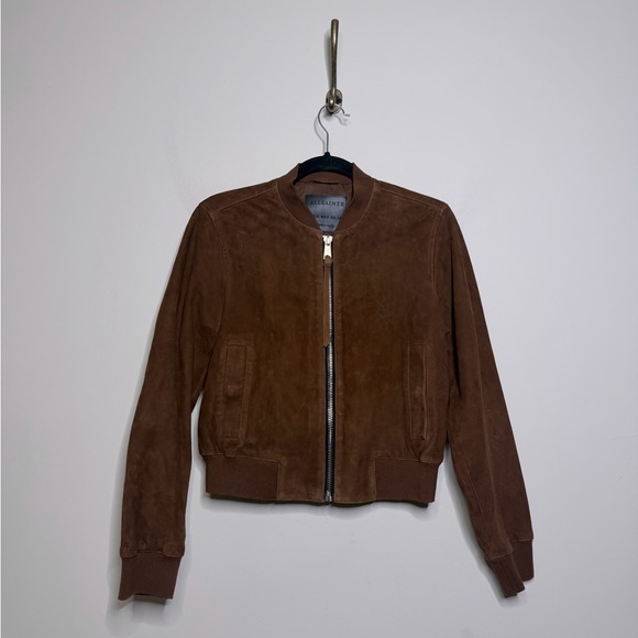 All saints Orten Suede Bomber Jacket in Cognac Brown - Picture 5 of 10
